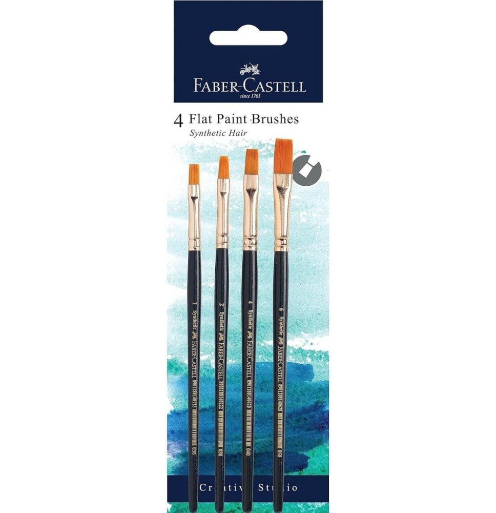 Faber castell 4 Flat Paint Brushes / مجموعة 4 فرش رسم مسطحة من فابر-كاستل