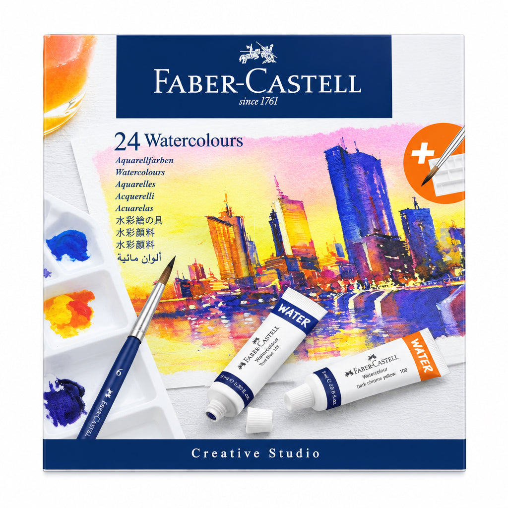 Faber-Castell Creative Studio Watercolours – 24 × 9 ml / ألوان مائية فابر كاستل كرييتف ستوديو – 24 × 9 مل