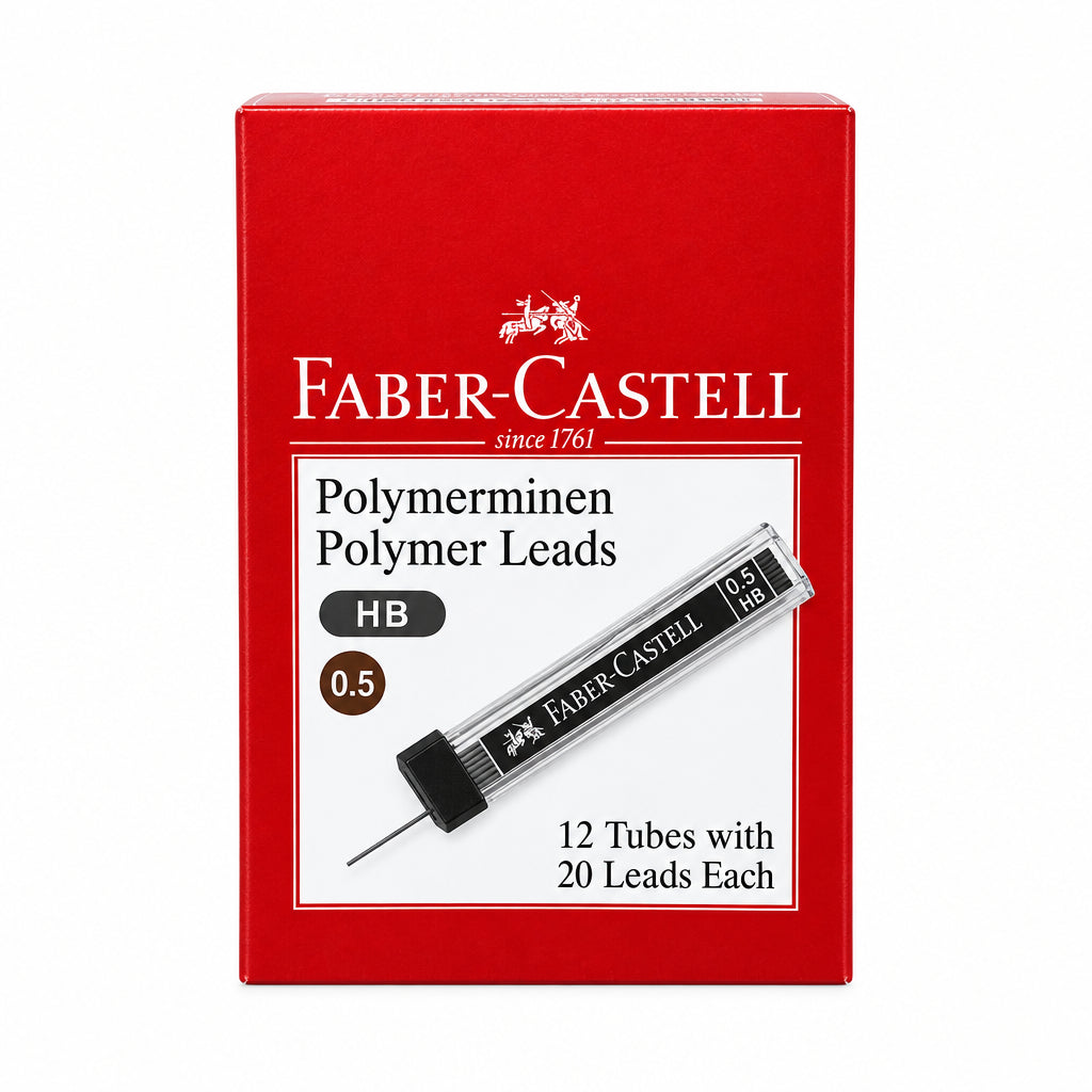 Faber-Castell Polymer Leads 0.5 mm HB – Box of 12 Tubes / سنون بوليمر فابر كاستل 0.5 مم HB – علبة 12 أنبوبة