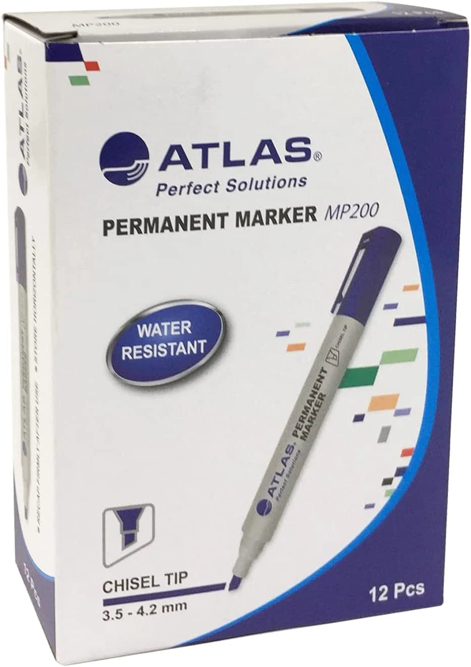 Atlas PERMANENT MARKER MP 200 Blue 12 Pcs / أطلس ماركر دائم MP 200 أزرق ×12