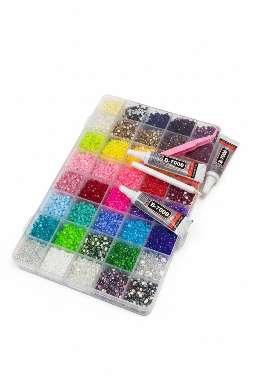Flatback Rhinestone Craft Kit – Large Colour Range / طقم أحجار راين للحرف اليدوية – تشكيلة ألوان كبيرة