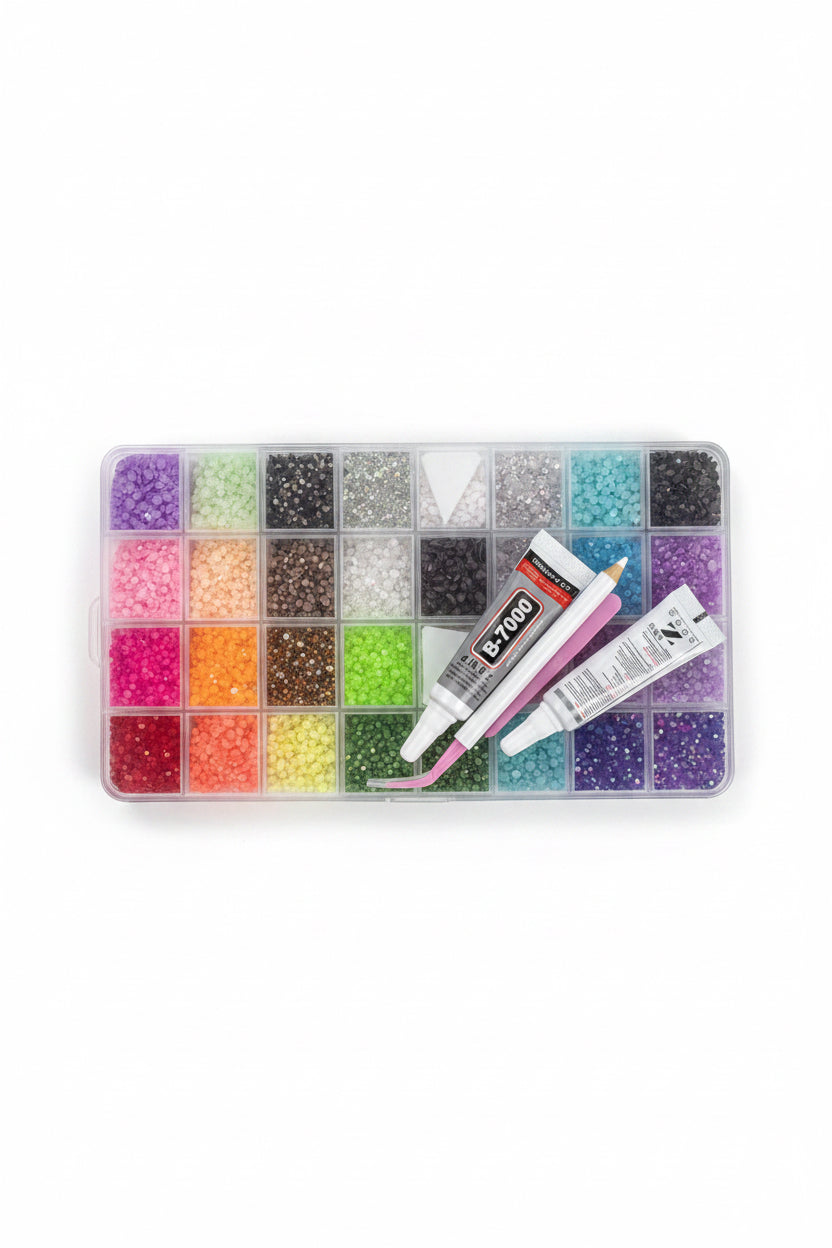 Flatback Rhinestone Craft Kit – Neon Mix / طقم أحجار راين للحرف اليدوية – ألوان نيون