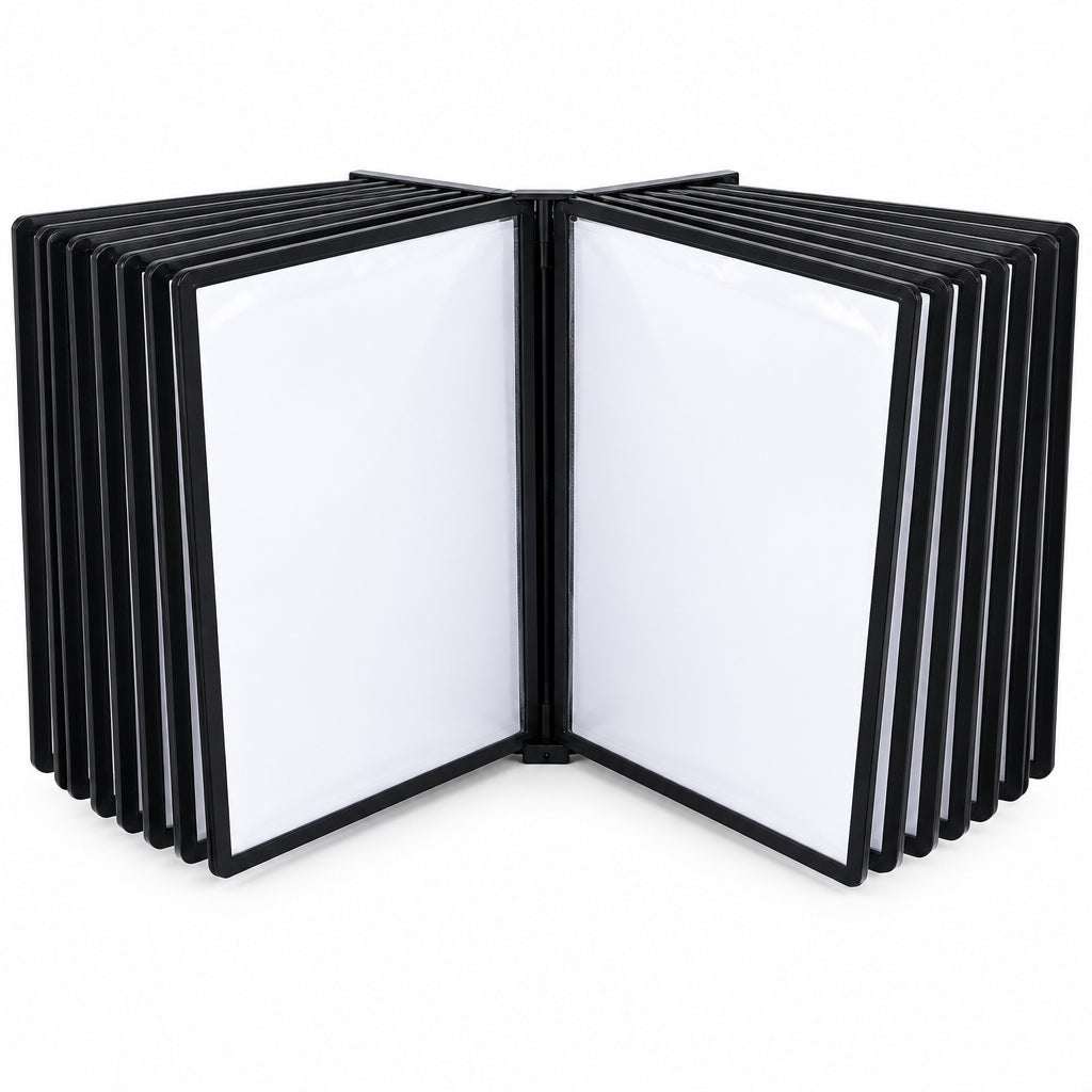 Flip Display Panel System – 20 A4 Panels, Black / نظام عرض بألواح قلّابة – 20 لوح A4، أسود