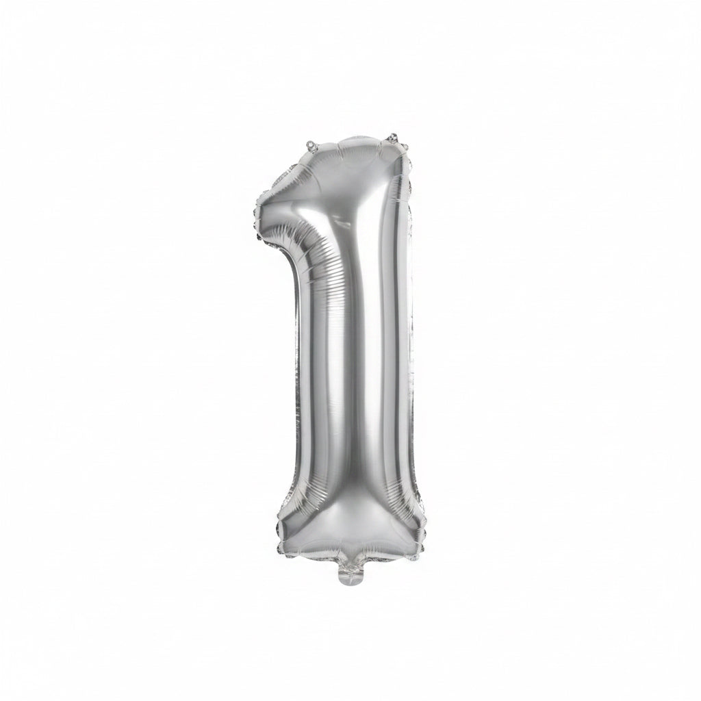Foil Number Balloon 1 – Silver 40 inch / بالون فويل رقم ١ – فضي 40 إنش