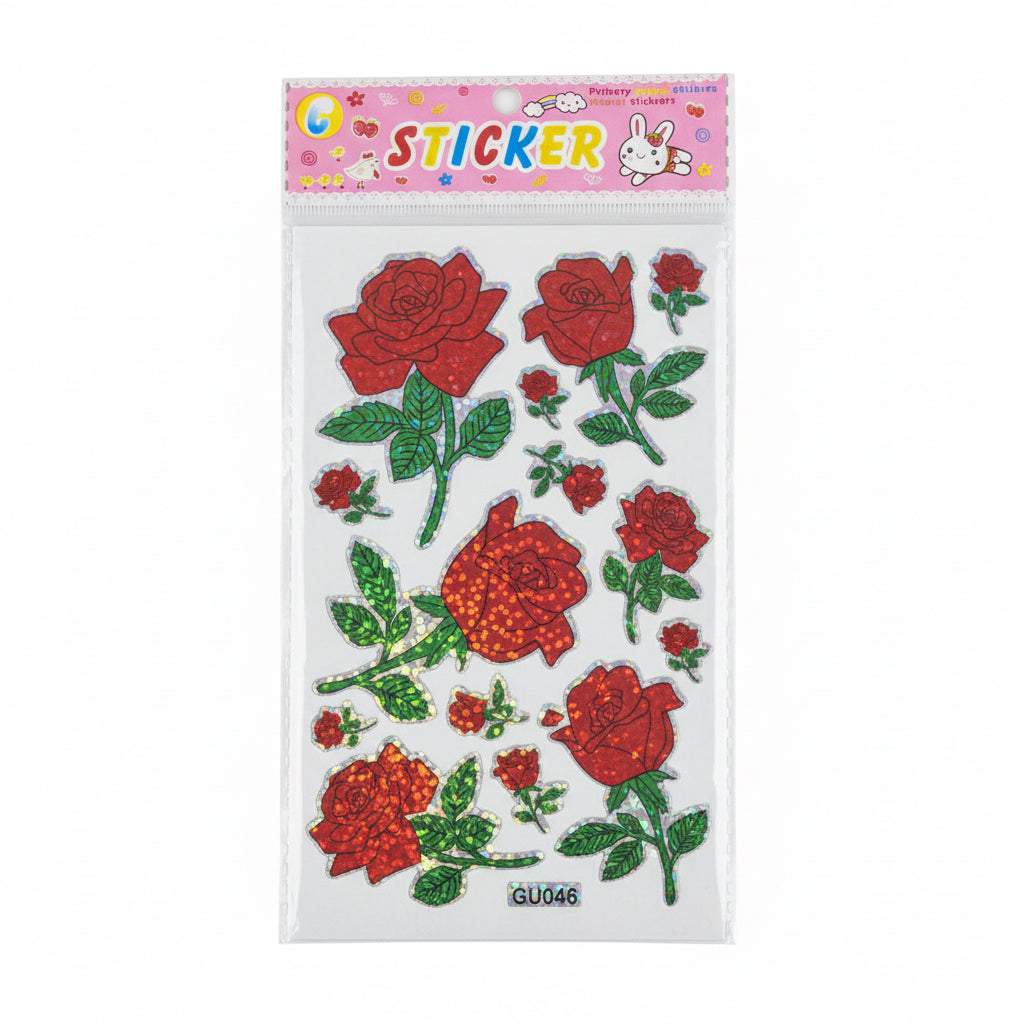 Glitter Stickers – Assorted Designs, 1 Sheet / ملصقات جليتر لامعة – تصاميم متنوعة، ورقة واحدة