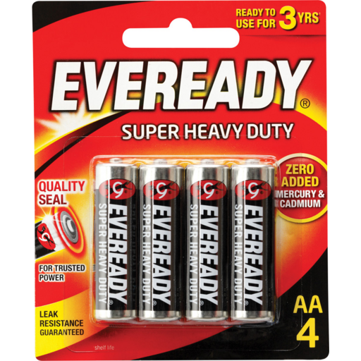 EVEREADY AA 4 PACK Super heavy duty batteries / بطاريات EVEREADY ‏AAA فائقة التحمل عبوة 4