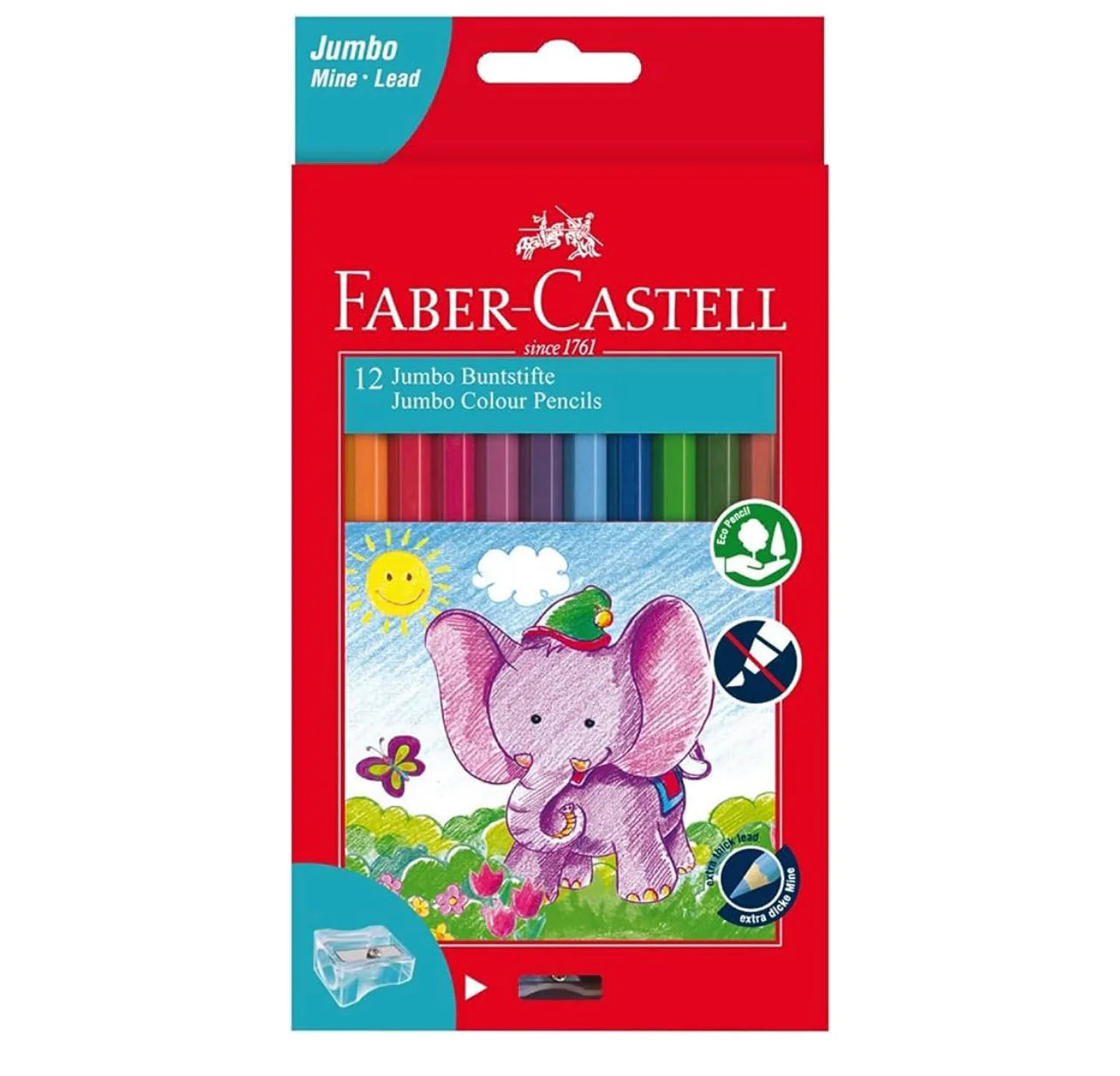 Faber Castell 12 Jumbo Colour Pencils / فابر كاستل 12 قلم تلوين جامبو
