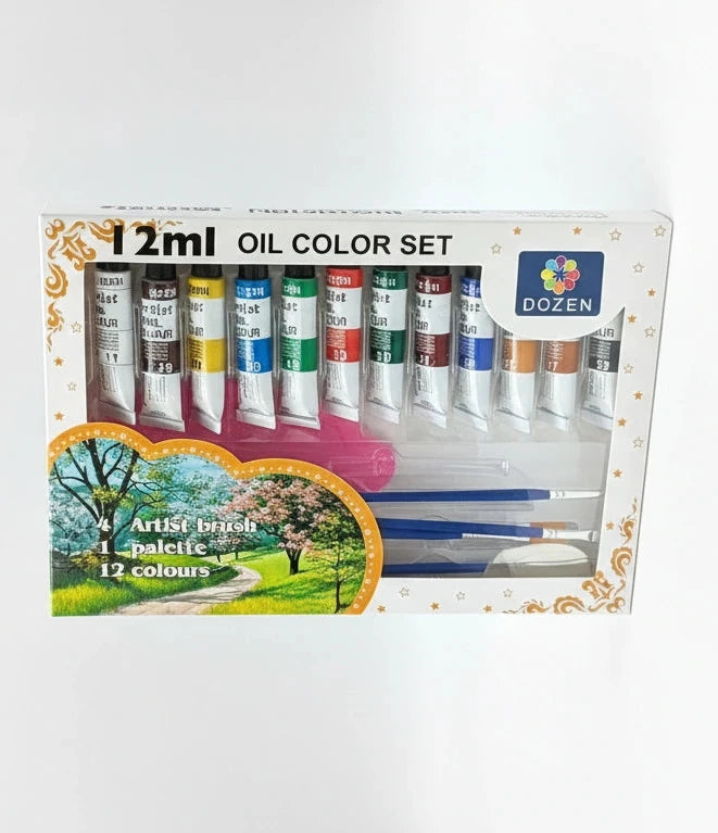DOZEN 12ml OIL COLOR SET / مجموعة ألوان زيتية (دزينة) 12 مل