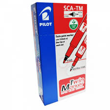 Pilot SCA-TM Twin Point marker x12 Red / بايلوت SCA-TM قلم ماركر نقطتين ×12 أحمر