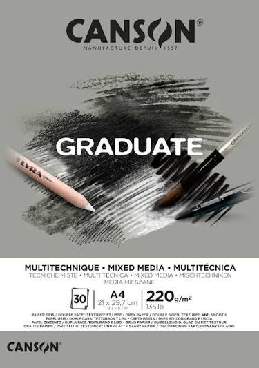 Canson Graduate Drawing Paper – 220 GSM – 30 Sheets / ورق رسم كانسون جرادويت – 220 جم/م² – 30 ورقة