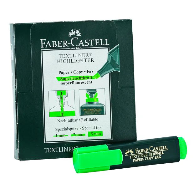 Faber Castell textliner Highlighter Green x10 / فابر كاستل محدد نص أخضر 10 قطع