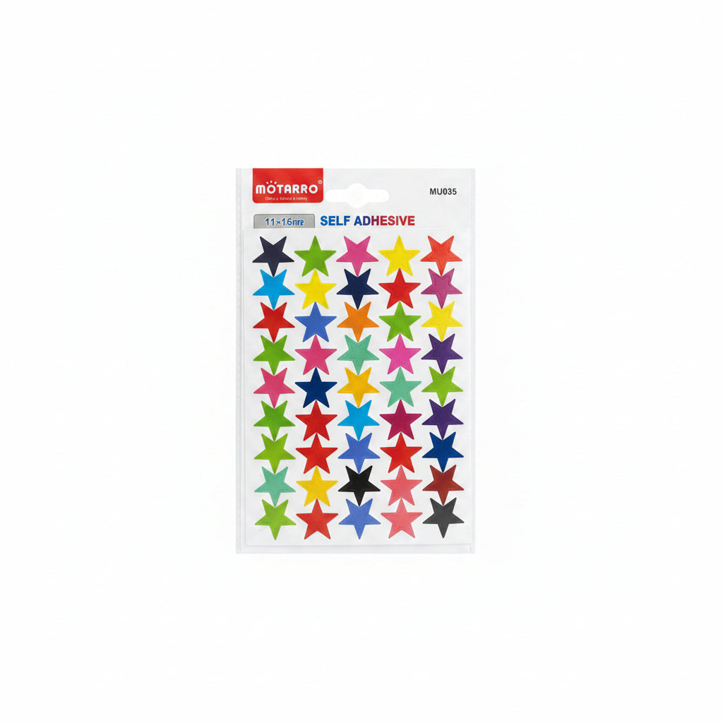 MOTARRO Self-Adhesive Star Labels MU035 – 5 Sheets / موتارو ملصقات نجوم لاصقة MU035 – 5 أوراق