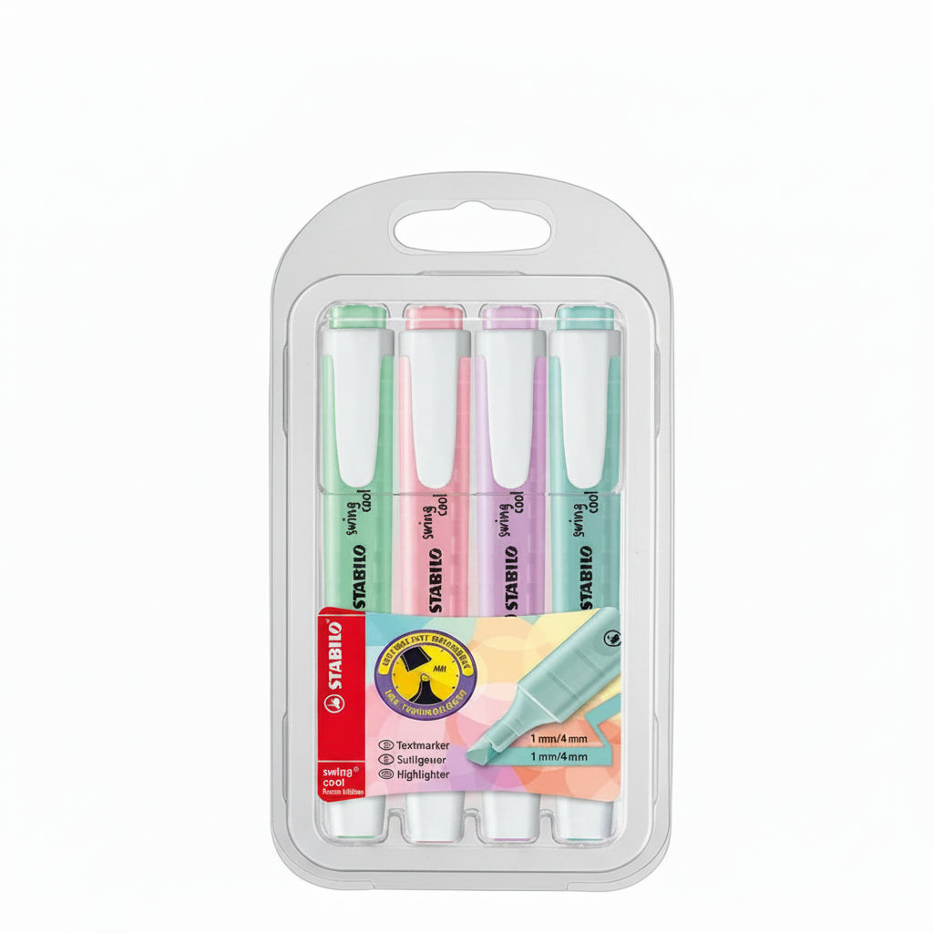 STABILO Highlighter 4 Pcs, 1mm/4mm / أقلام تمييز STABILO عدد 4، بحجم 1مم / 4مم