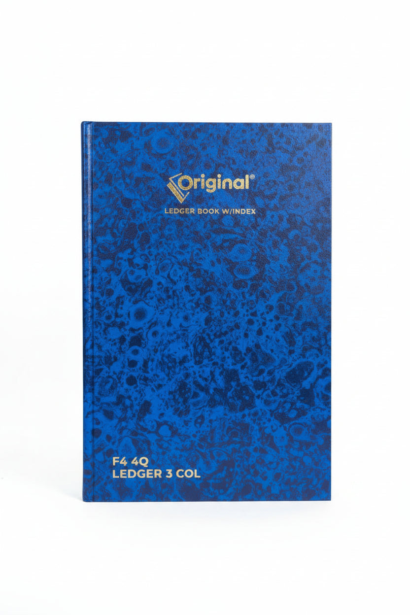 Original Ledger Book with Index F4 4Q, 3 Column / دفتر أستاذ أصلي مع فهرس F4 4Q، 3 أعمدة