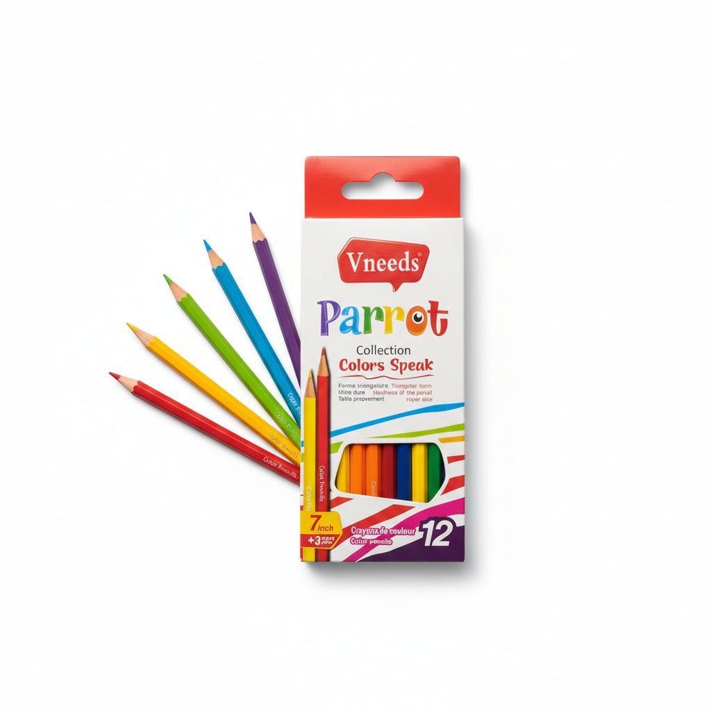 Parrot Colour Pencils – 12 Colours, 7 inch / أقلام تلوين خشبية باروت – 12 لوناً، 7 إنش