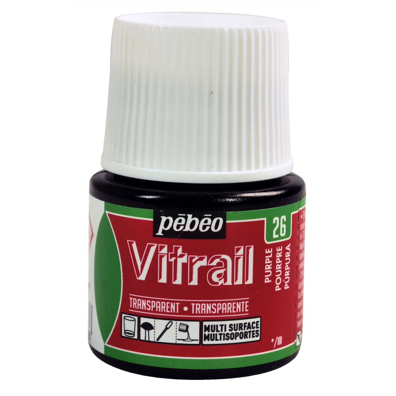 Pebeo Vitrail Transparent Glass Paint Purple / بيبو فيترَل لون زجاج شفّاف بنفسجي