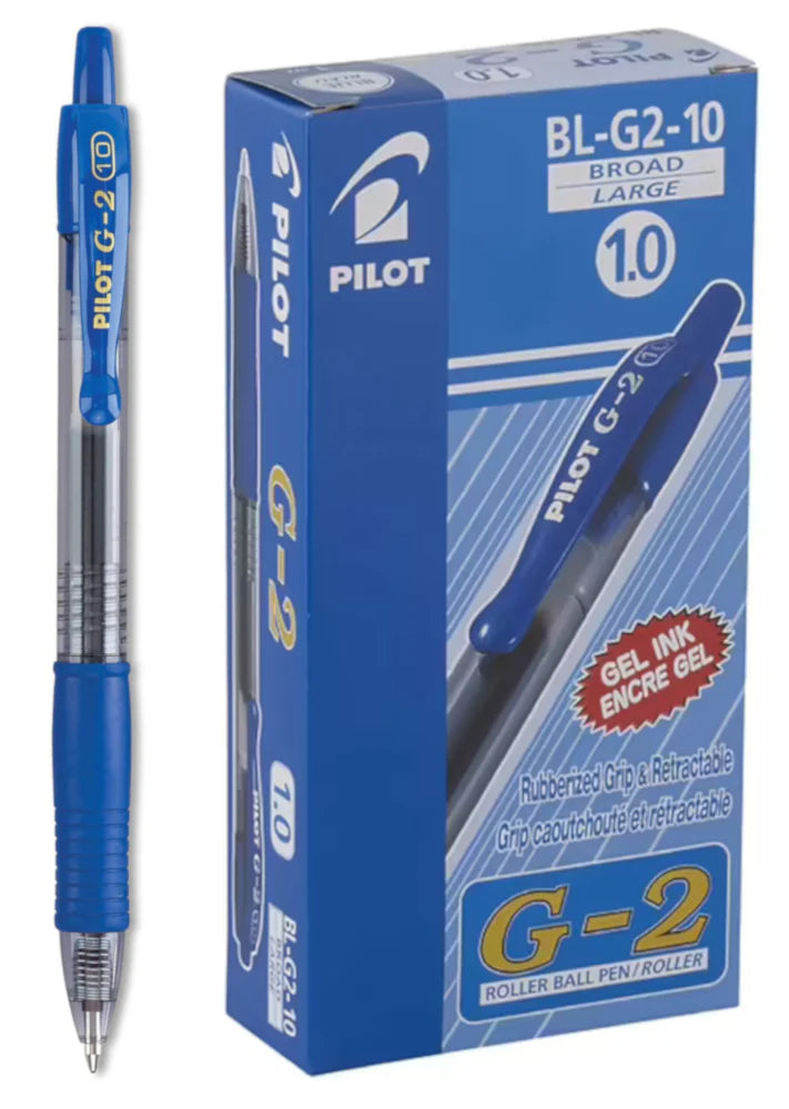 Pilot G-2 1.0 BL-G2-10 BROAD LARGE x12 Blue / بايلوت G-2 1.0 BL-G2-10 عريض كبير ×12 أزرق
