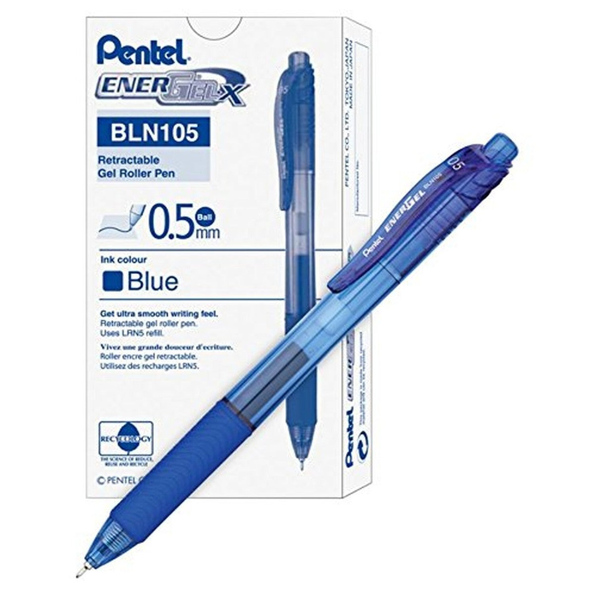 Pentel ENERGEL X 0.5mm Blue x12 / بنتل إنرجل X 0.5 مم أزرق ×12