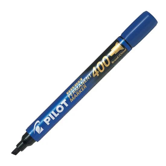 Pilot Permanent Marker 400 Broad/Chisel Blue / بايلوت ماركر دائم 400، رأس عريض/مائل (مشطوف)، أزرق