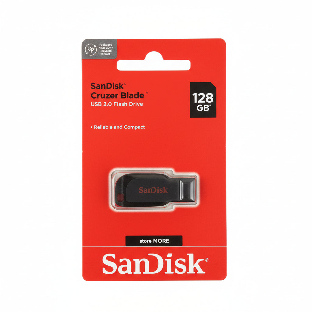 SanDisk Cruzer Blade USB 2.0 Flash Drive 128 GB / فلاش سان ديسك كروزر بليد USB 2.0 بسعة 128 جيجابايت