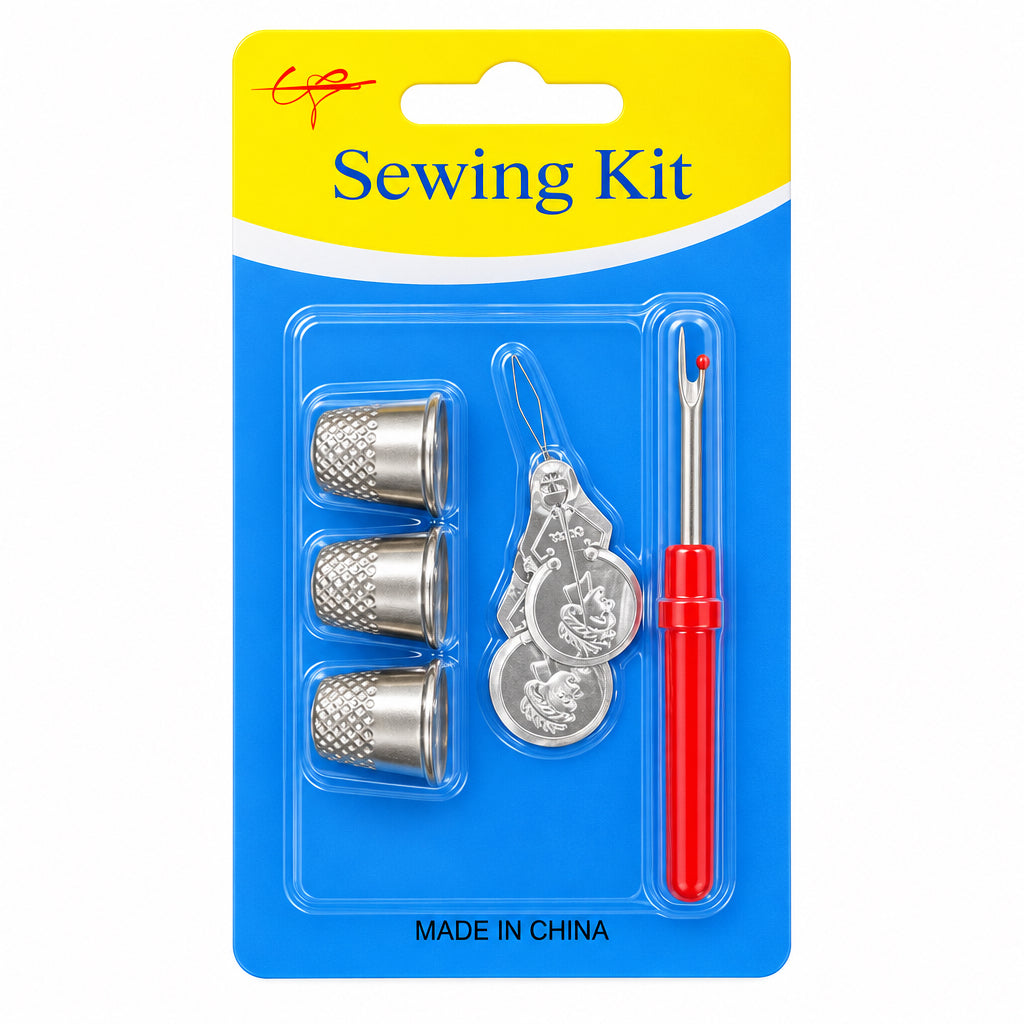 Sewing Kit – Thimbles, Needle Threaders & Seam Ripper / طقم خياطة – كشتبانات وأدوات إدخال الخيط وفتّاقة