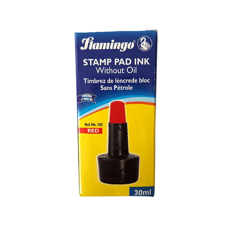 Flamingo STAMP PAD INK Without oil Red 30ml / فلمنجو – حبر وسادة ختم بدون زيت احمر 30 مل