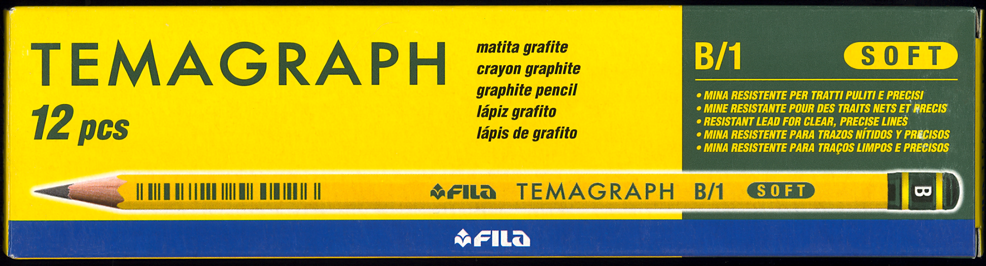 Fila TEMAGRAPH B/1 graphite pencil 12 pcs / علبة 12 قلم رصاص جرافيت B/1 من فيلا