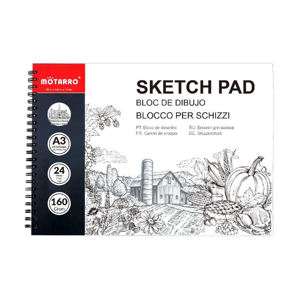 MOTARRO Sketch Pad A3 24 Sheets / دفتر رسم MOTARRO بحجم A3 عدد 24 ورقة