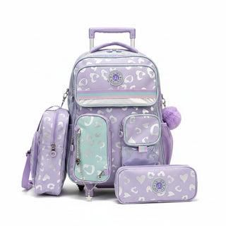 Hearts & Leopard 3-Piece School Set – Large, Lilac / طقم مدرسي قلوب ونمر 3 قطع – كبير، ليلكي