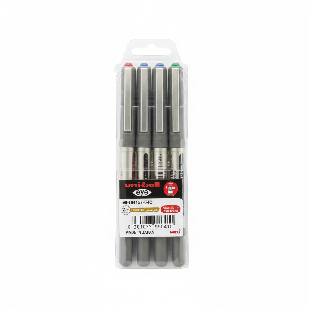 uni-ball eye fine UB-157 0.7mm Liquid Ink 4 Pcs / أقلام يوني-بول آي فاين UB-157 0.7 مم – 4 قطع