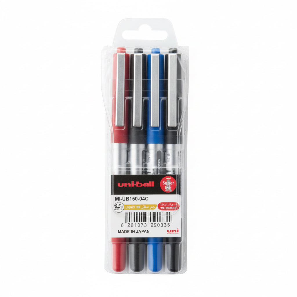 uni-ball eye micro UB-150 0.5mm Liquid Ink 4 Pcs / أقلام يوني-بول آي مايكرو UB-150 0.5 مم – 4 قطع