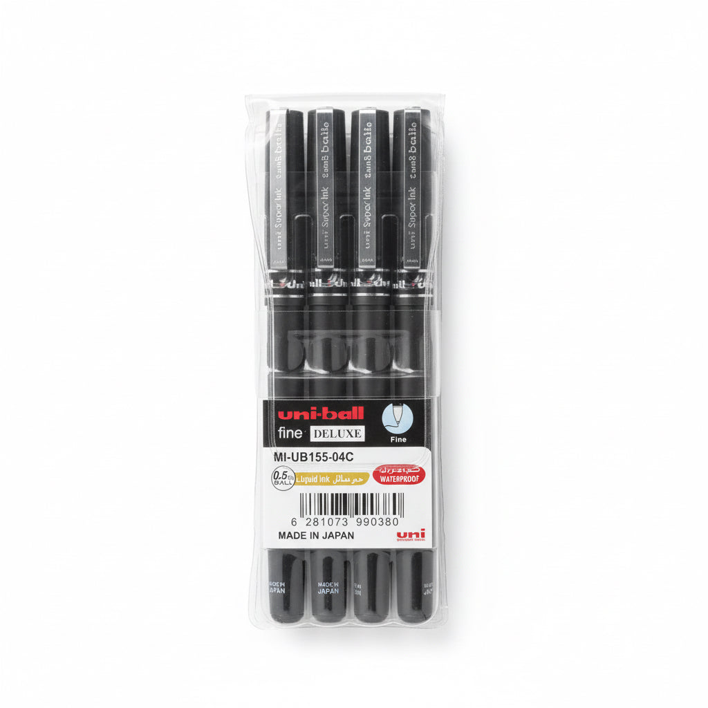 uni-ball fine DELUXE UB-155 0.5mm 4 Pcs / أقلام يوني-بول فاين ديلوكس UB-155 0.5 مم – 4 قطع