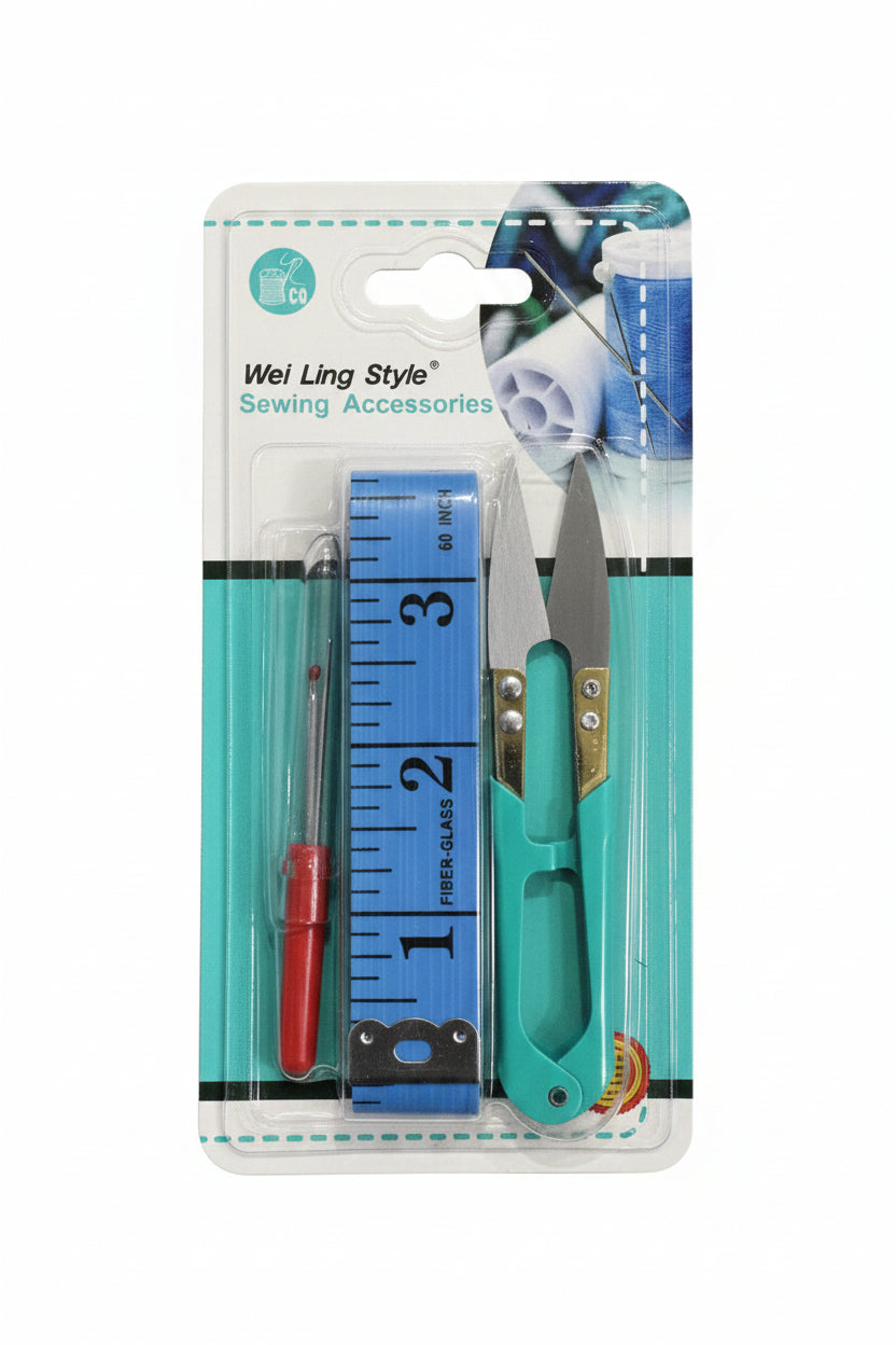 Wei Ling Style Sewing Set – Snips, Tape Measure & Seam Ripper / طقم خياطة وي لينغ ستايل – مقص خيوط وشريط قياس وفاتق حياكة