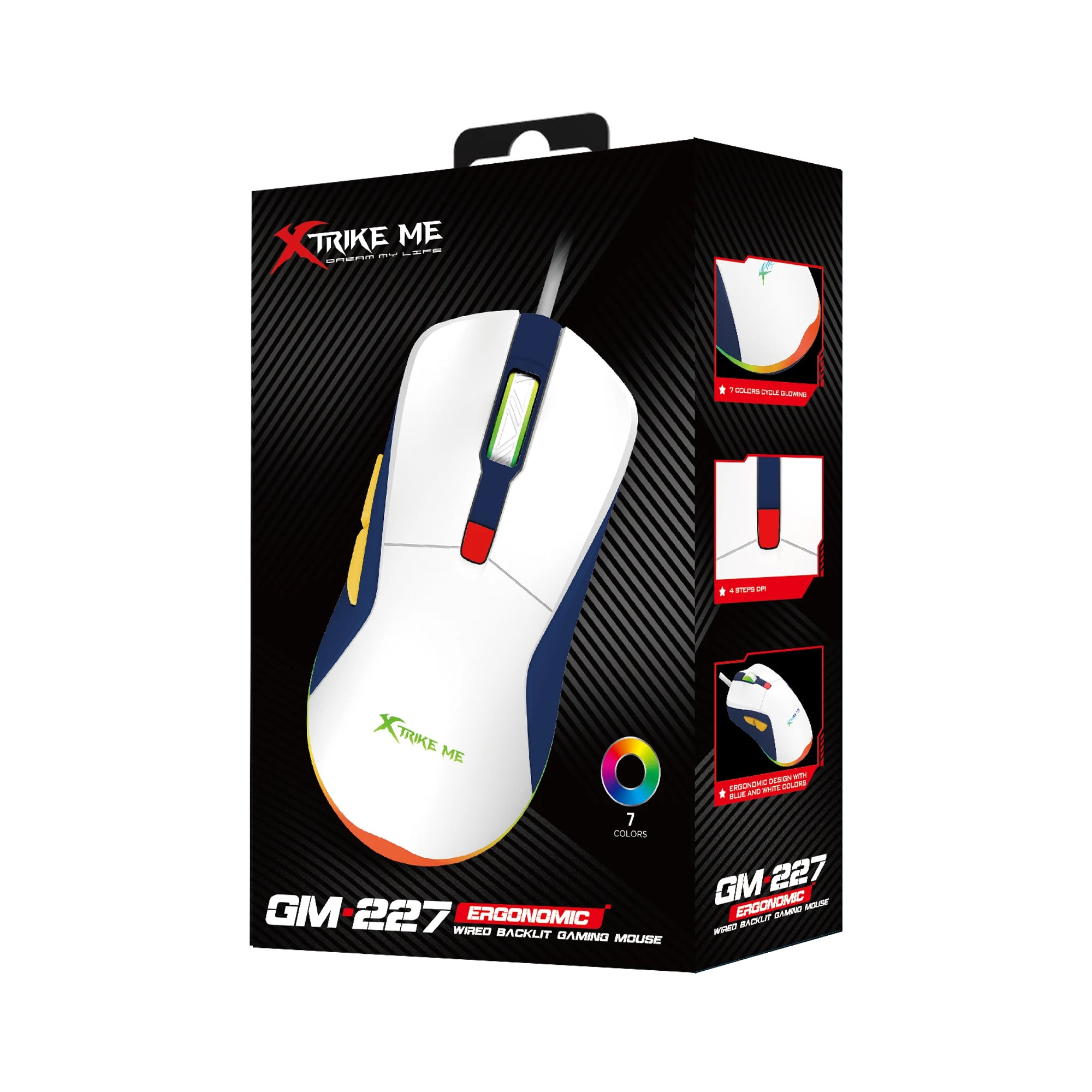 GM-227 ERGONOMIC WIRED BACKLIT GAMING MOUSE / فأرة ألعاب سلكية مريحة مع إضاءة خلفية GM-227