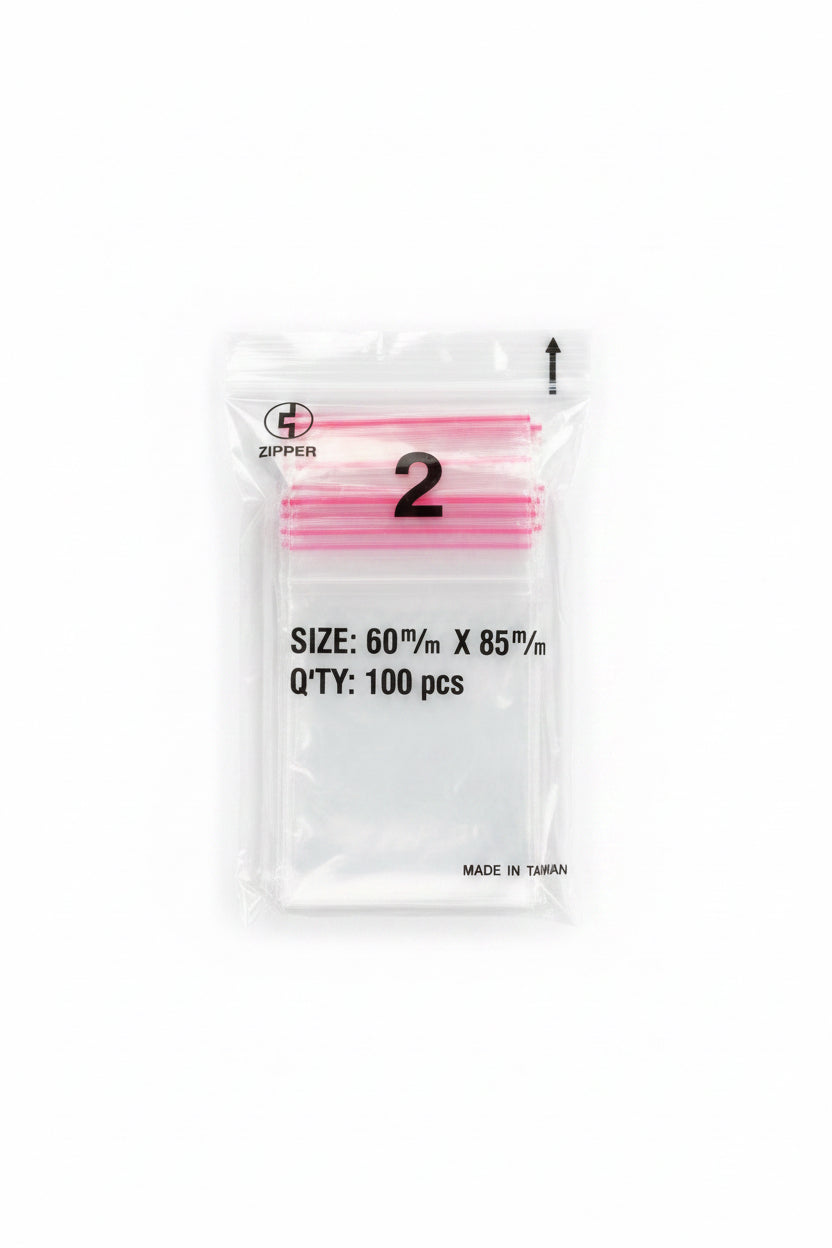 Zipper Resealable Bags No.2 – 100 pcs / أكياس سحاب قابلة لإعادة الإغلاق مقاس 2 – 100 كيس
